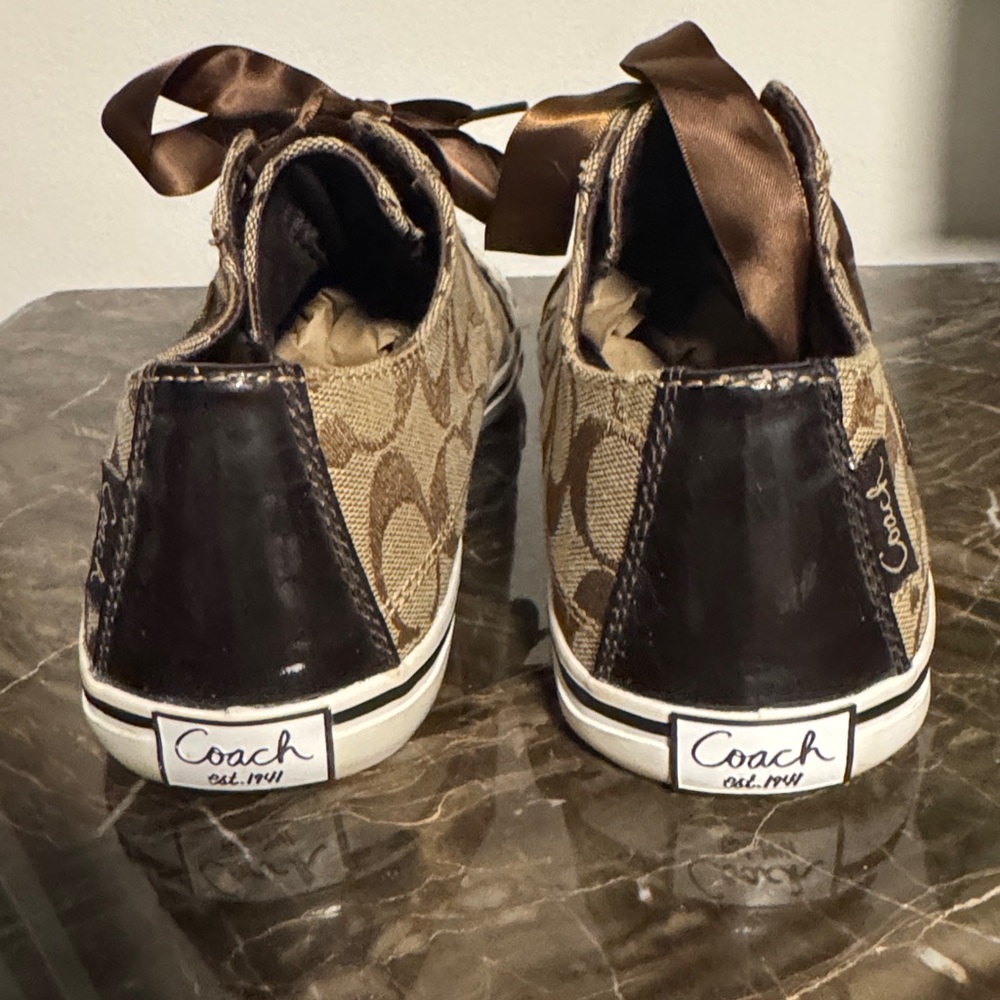 Coach Signature Jacquard Low Top Sneakers Ribbon Laces Brown Monogram Designer 8 - Picture 11 of 13